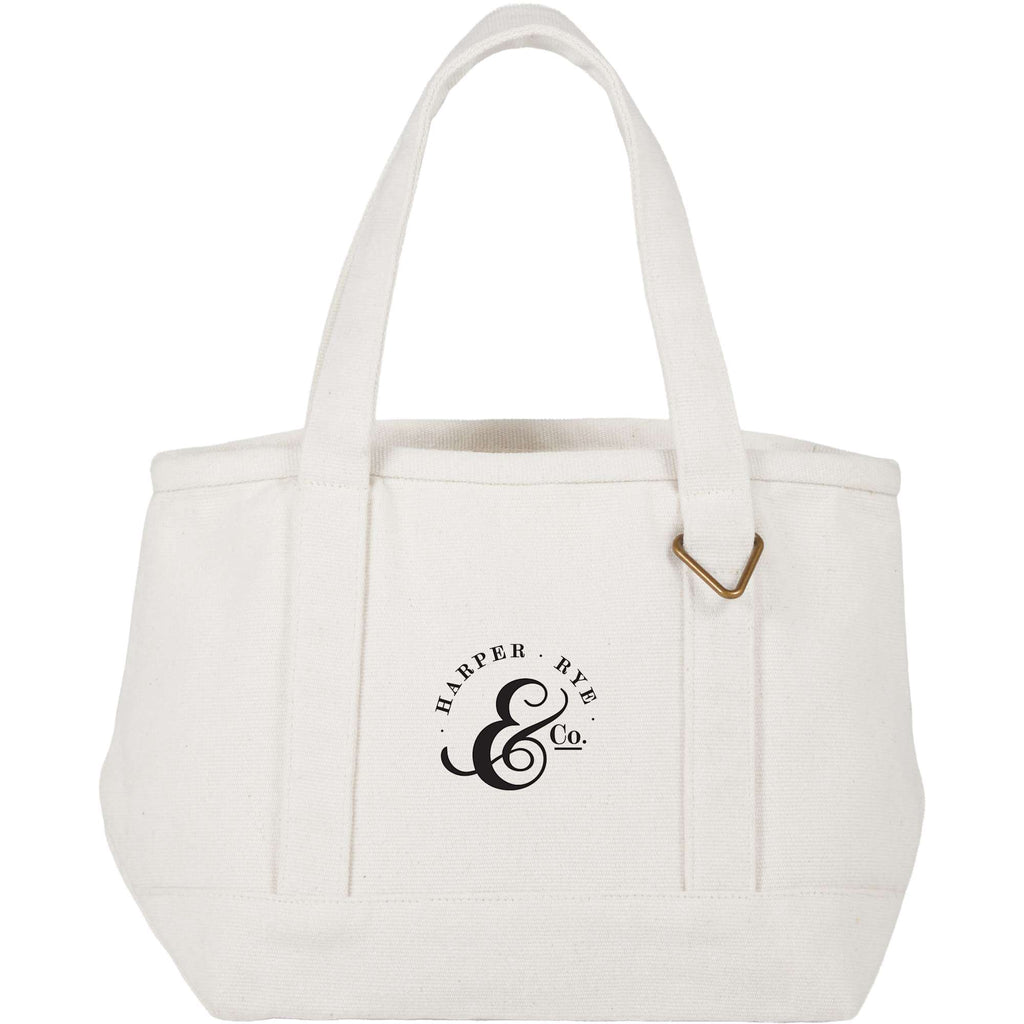 Mini Recycled Canvas Souvenir Tote with Brass Ring, 15 oz - Natural - Front