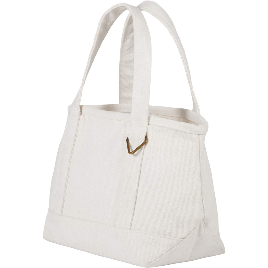 Mini Recycled Canvas Souvenir Tote with Brass Ring, 15 oz - Natural - Left Angle