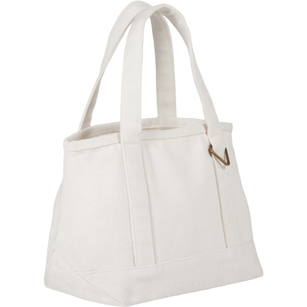 Mini Recycled Canvas Souvenir Tote with Brass Ring, 15 oz - Natural - Right Angle