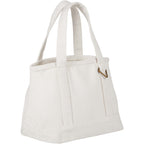 Mini Recycled Canvas Souvenir Tote with Brass Ring, 15 oz - Natural - Right Angle