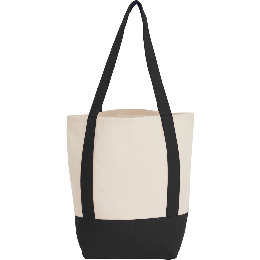 Mini Recycled Cotton Tote with Front Pocket, 8 oz - Black - Back