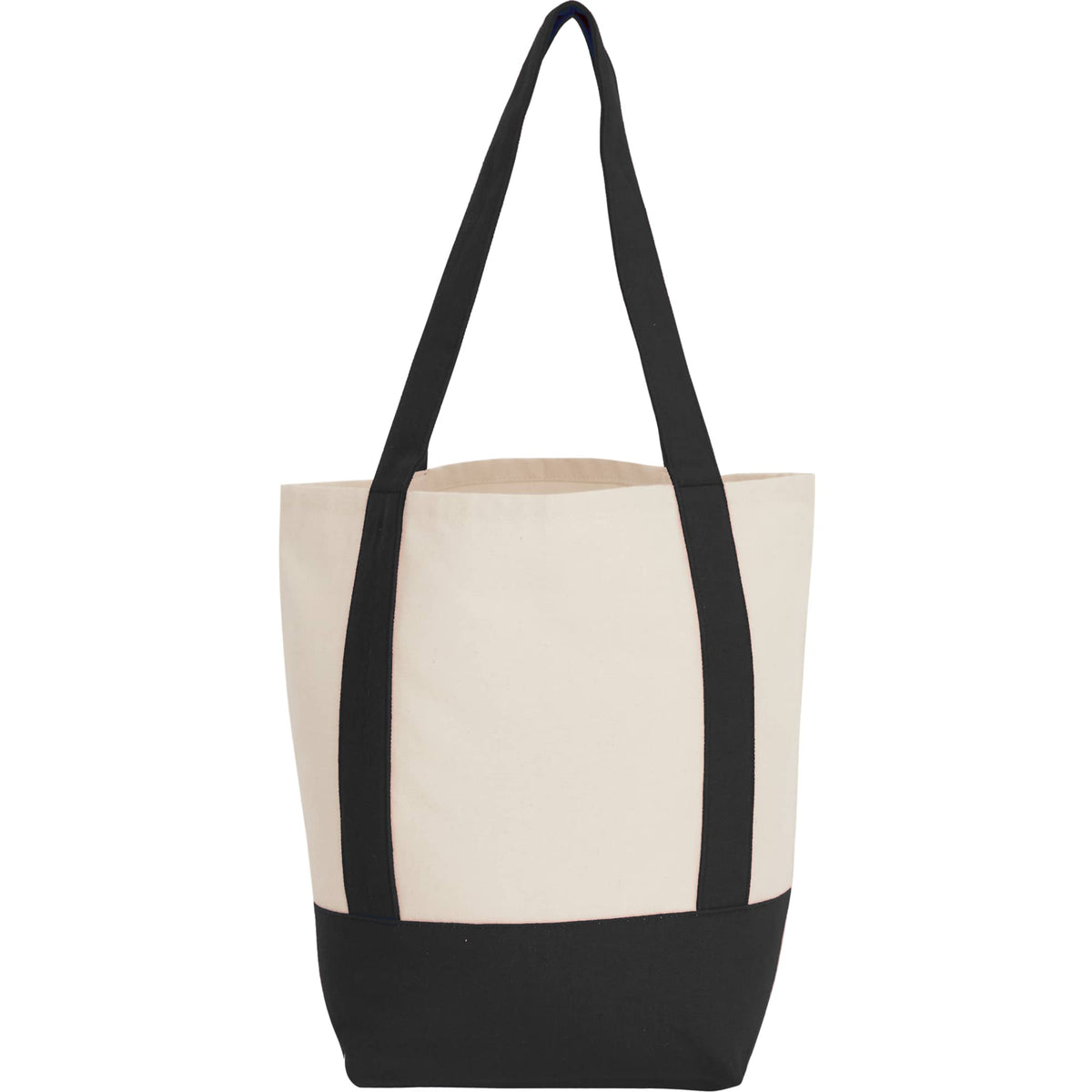 Mini Recycled Cotton Tote with Front Pocket, 8 oz - Black - Back