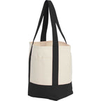 Mini Recycled Cotton Tote with Front Pocket, 8 oz - Black - Left Angle