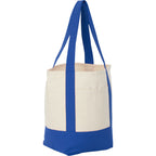 Mini Recycled Cotton Tote with Front Pocket, 8 oz - Blue - Right Angle