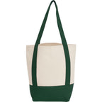 Mini Recycled Cotton Tote with Front Pocket, 8 oz - Dark Green - Back