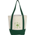 Mini Recycled Cotton Tote with Front Pocket, 8 oz Embroidery - Dark Green - Front