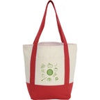 Mini Recycled Cotton Tote with Front Pocket, 8 oz Embroidery - Red - Front