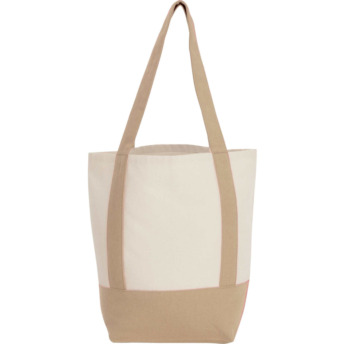 Mini Recycled Cotton Tote with Front Pocket, 8 oz Embroidery - Tan - Back