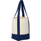 Mini Recycled Cotton Tote with Front Pocket, 8 oz - Navy - Right Angle
