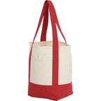 Mini Recycled Cotton Tote with Front Pocket, 8 oz - Red - Left Angle