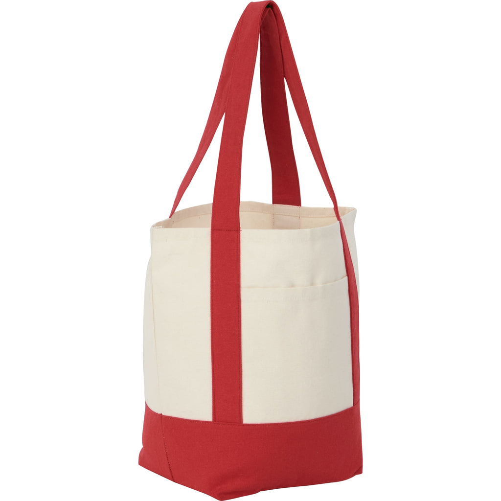 Mini Recycled Cotton Tote with Front Pocket, 8 oz - Red - Right Angle