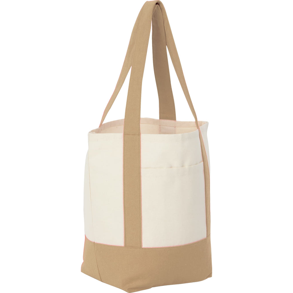 Mini Recycled Cotton Tote with Front Pocket, 8 oz - Tan - Right Angle
