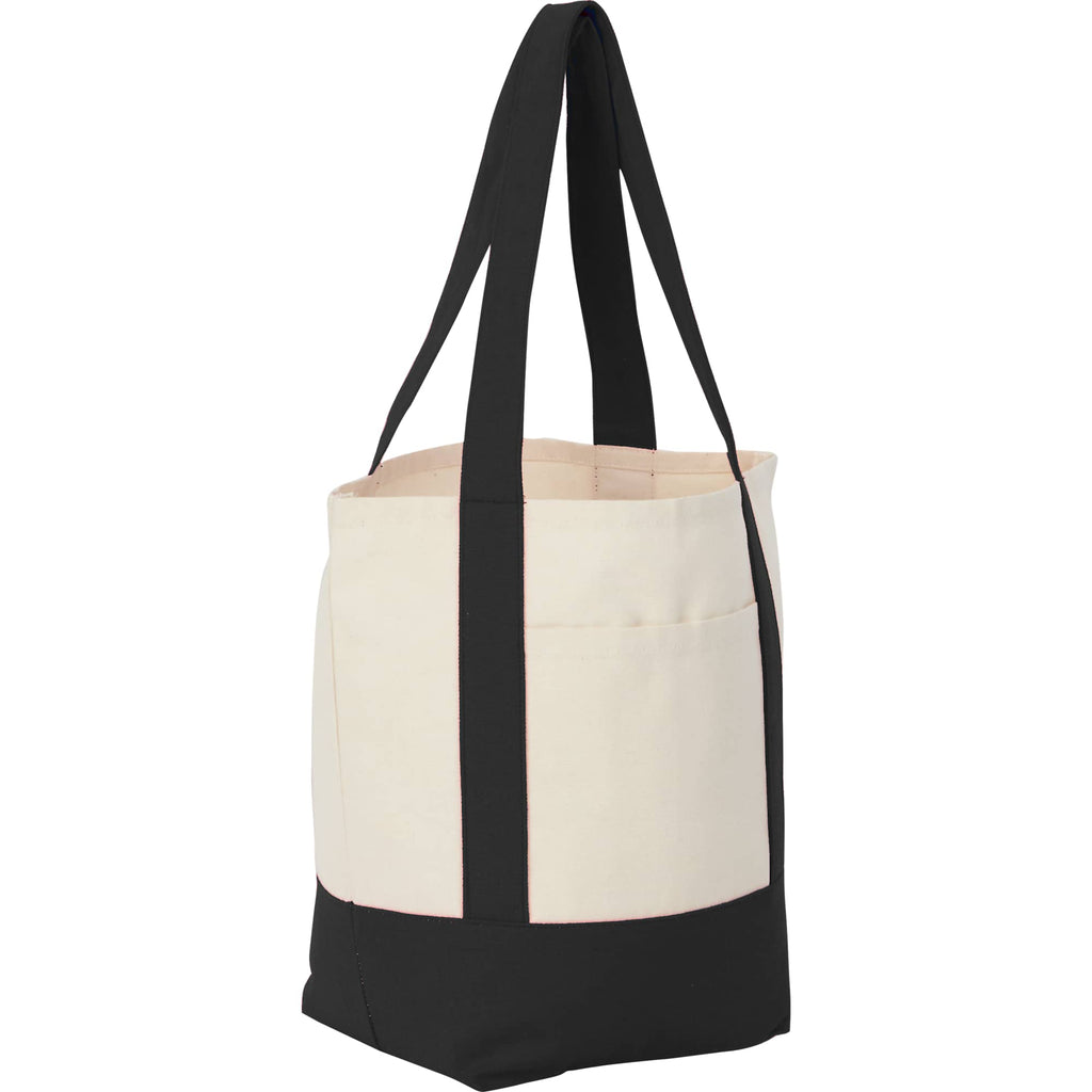 Mini Recycled Cotton Tote with Front Pocket, 8 oz Transfer - Black - Right Angle