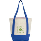 Mini Recycled Cotton Tote with Front Pocket, 8 oz Transfer - Blue - Front
