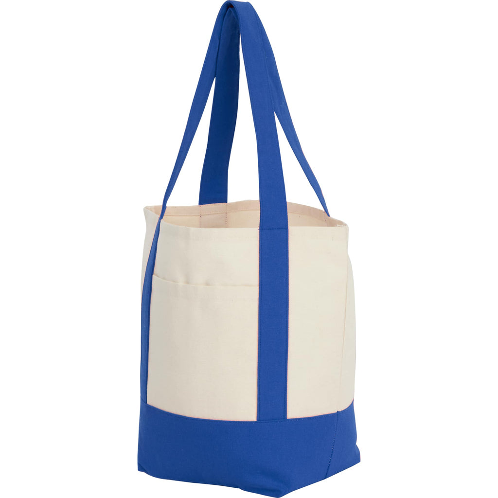 Mini Recycled Cotton Tote with Front Pocket, 8 oz Transfer - Blue - Left Angle