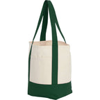Mini Recycled Cotton Tote with Front Pocket, 8 oz Transfer - Dark Green - Left Angle