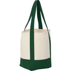 Mini Recycled Cotton Tote with Front Pocket, 8 oz Transfer - Dark Green - Right Angle