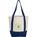 Mini Recycled Cotton Tote with Front Pocket, 8 oz Transfer - Navy - Front
