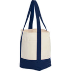 Mini Recycled Cotton Tote with Front Pocket, 8 oz Transfer - Navy - Left Angle