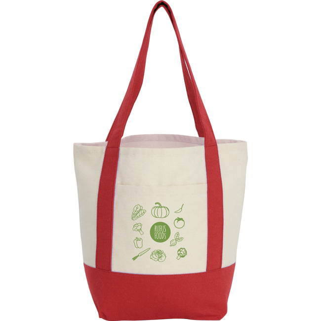Mini Recycled Cotton Tote with Front Pocket, 8 oz Transfer