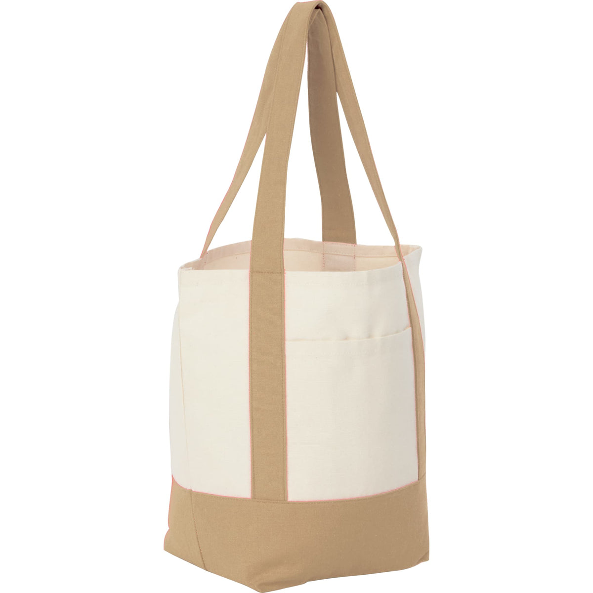 Mini Recycled Cotton Tote with Front Pocket, 8 oz Transfer - Tan - Right Angle