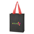 Mini Recycled Tote Bag, Non-Woven - Black with Red - Colorbrite