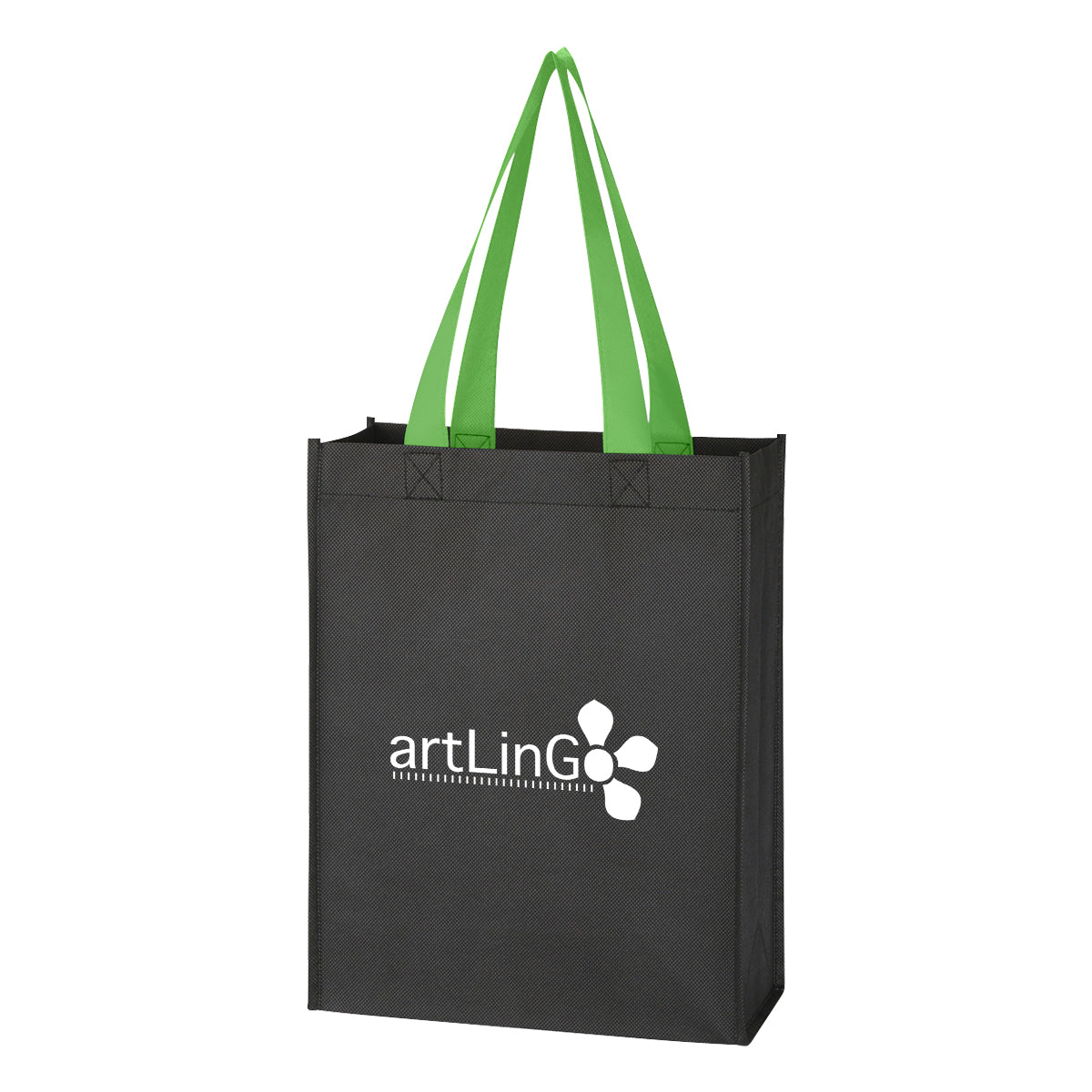 Mini Recycled Tote Bag, Non-Woven - Lime Green - Silk Screen