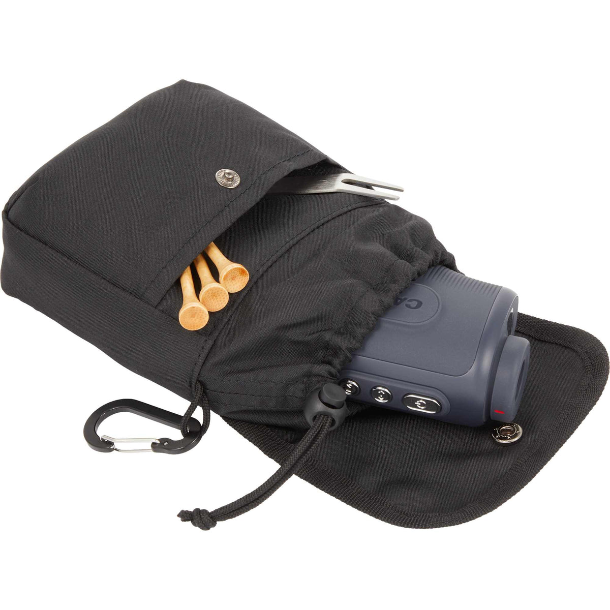 Mini Snap Pouch Bag Charm with Carabiner Full Color - Black - Detail 2