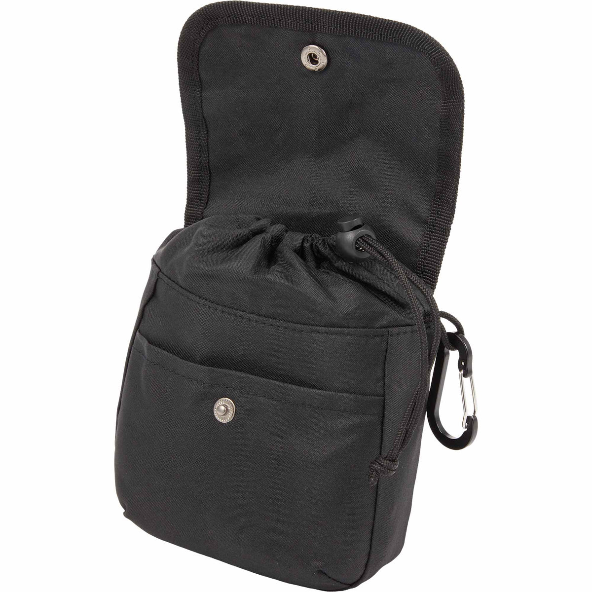 Mini Snap Pouch Bag Charm with Carabiner Full Color - Black - Detail