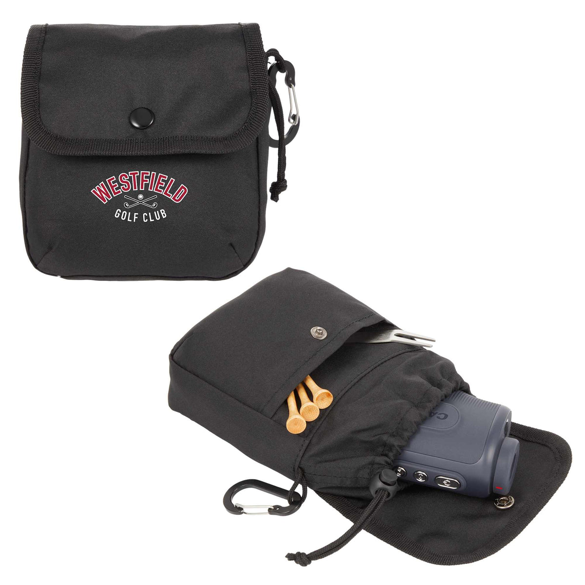 Mini Snap Pouch Bag Charm with Carabiner Full Color - Black - Front