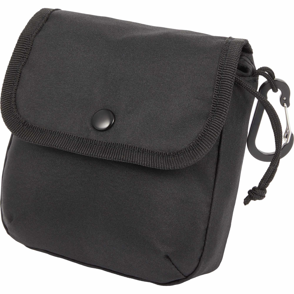 Mini Snap Pouch Bag Charm with Carabiner Full Color - Black - Left Angle
