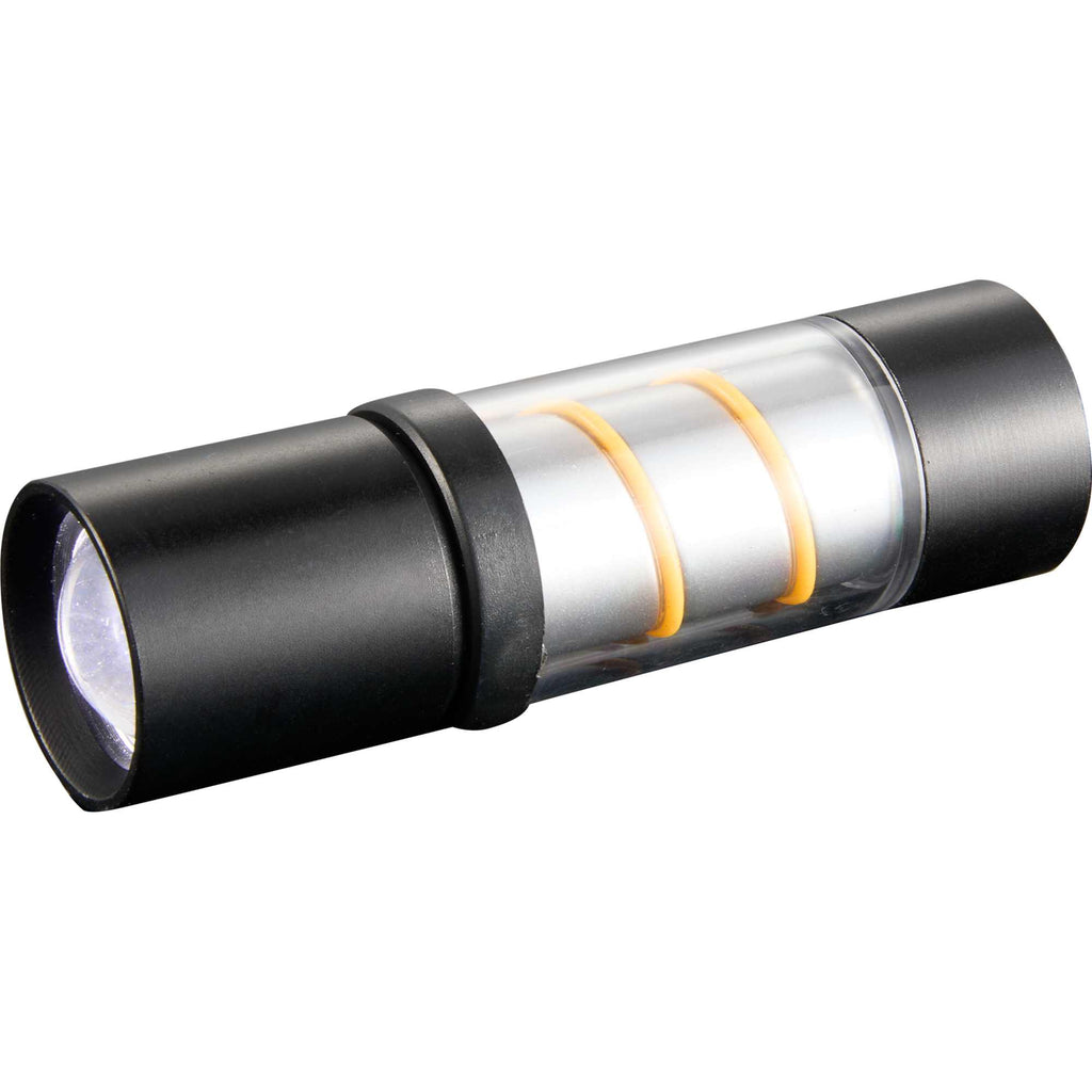 Mini Spiral Filament Lantern Flashlight, 100 Lumens Laser Engraving - Black - Left Angle Front Light