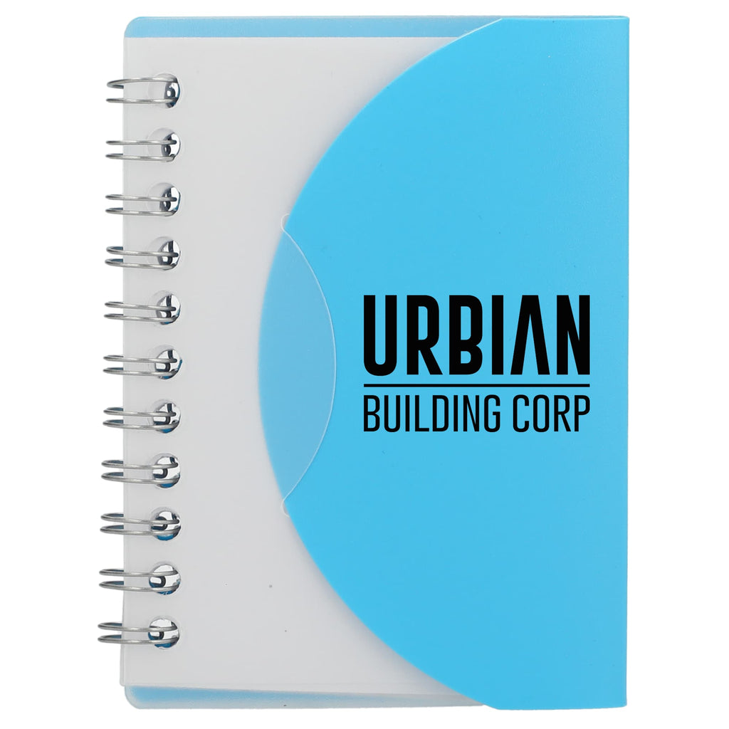 Mini Spiral Notebook with Clear Recycled Cover, 3.4 x 4.5 Inches - Translucent Blue - Front