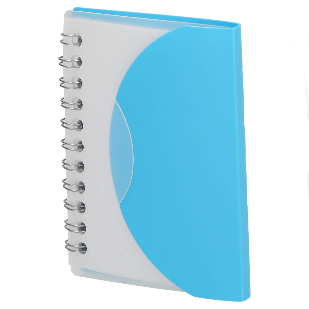 Mini Spiral Notebook with Clear Recycled Cover, 3.4 x 4.5 Inches - Translucent Blue - Left Angle 2