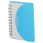 Mini Spiral Notebook with Clear Recycled Cover, 3.4 x 4.5 Inches - Translucent Blue - Left Angle 2