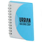 Mini Spiral Notebook with Clear Recycled Cover, 3.4 x 4.5 Inches - Translucent Blue - Left Angle