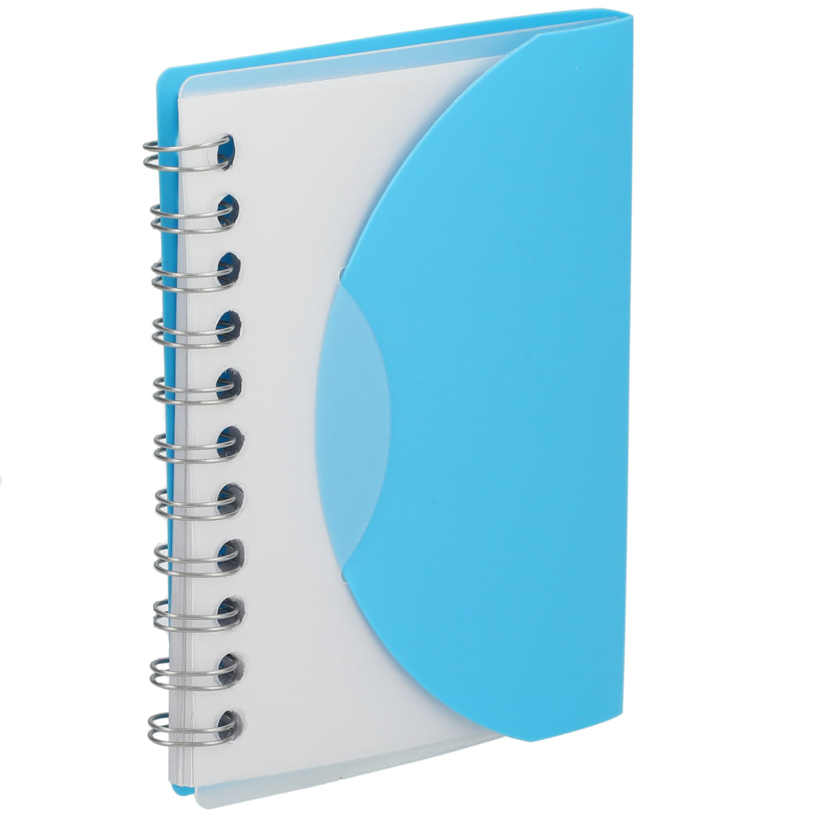 Mini Spiral Notebook with Clear Recycled Cover, 3.4 x 4.5 Inches - Translucent Blue - Right Angle 2