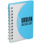 Mini Spiral Notebook with Clear Recycled Cover, 3.4 x 4.5 Inches - Translucent Blue - Right Angle