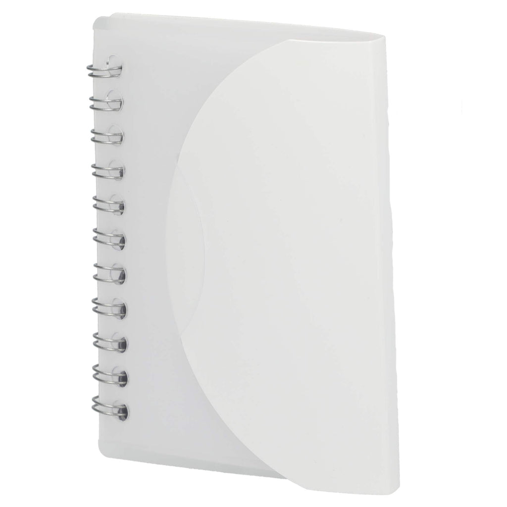 Mini Spiral Notebook with Clear Recycled Cover, 3.4 x 4.5 Inches - White - Left Angle 2