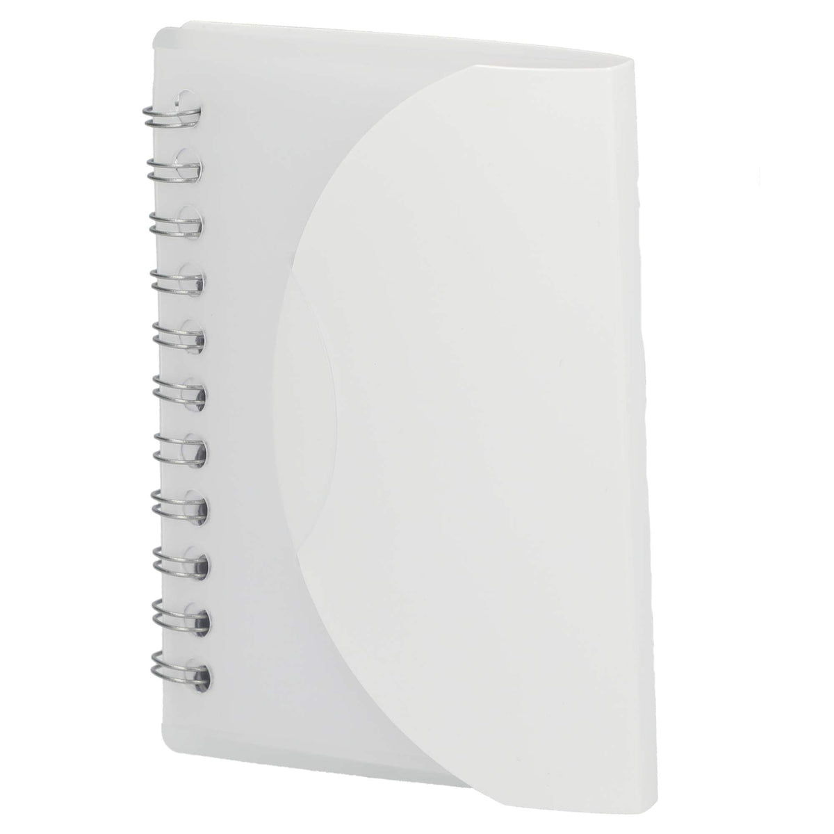 Mini Spiral Notebook with Clear Recycled Cover, 3.4 x 4.5 Inches - White - Left Angle 2