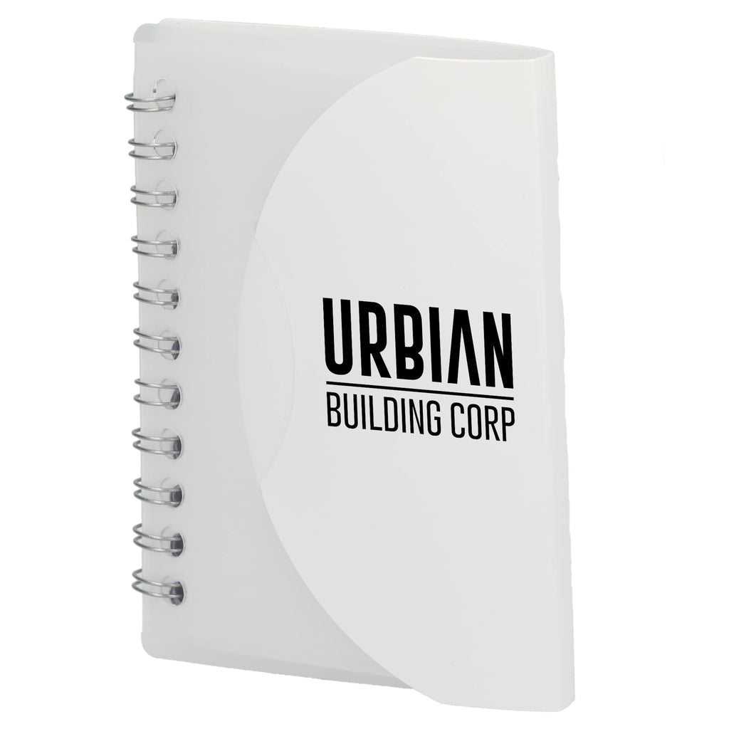 Mini Spiral Notebook with Clear Recycled Cover, 3.4 x 4.5 Inches - White - Left Angle