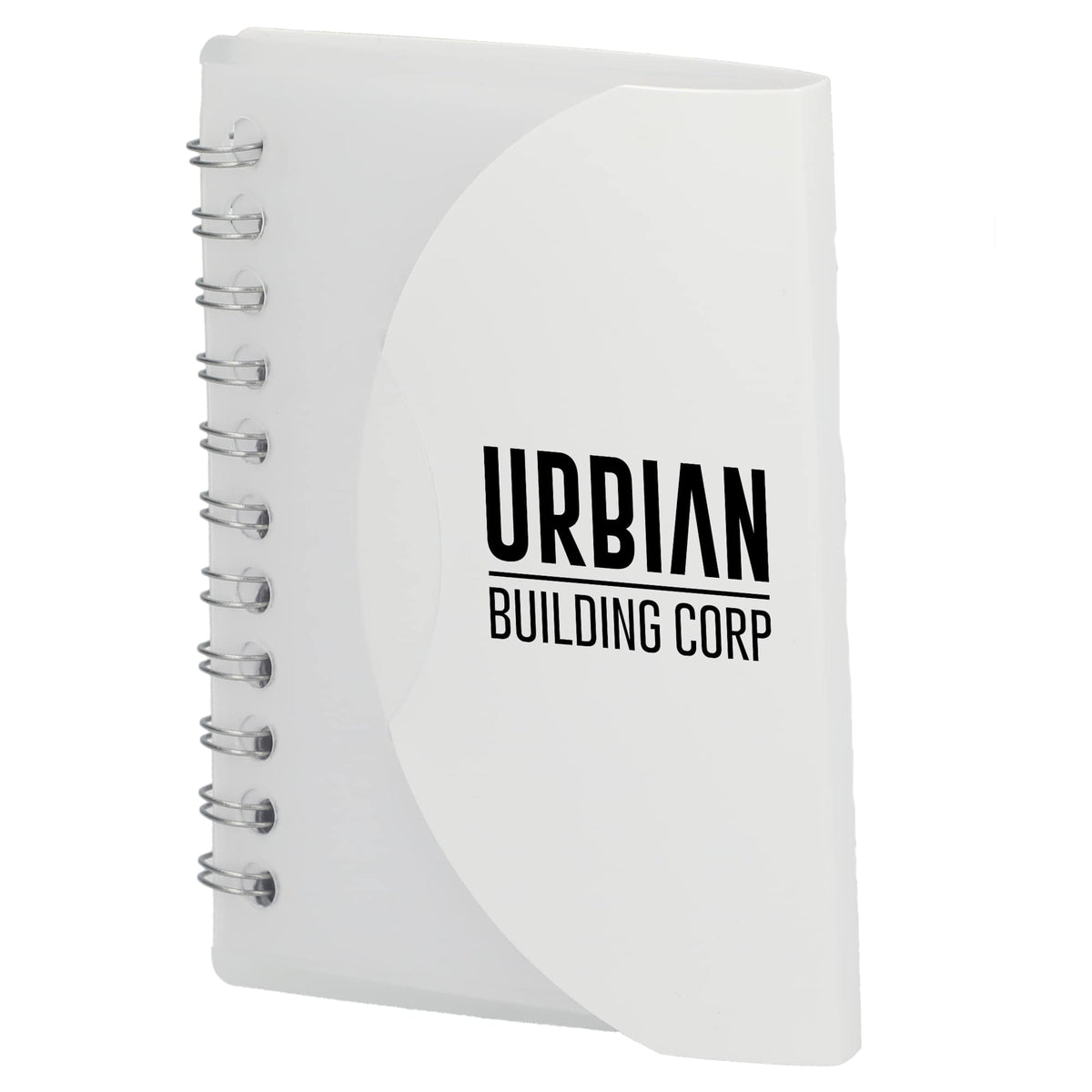 Mini Spiral Notebook with Clear Recycled Cover, 3.4 x 4.5 Inches - White - Left Angle