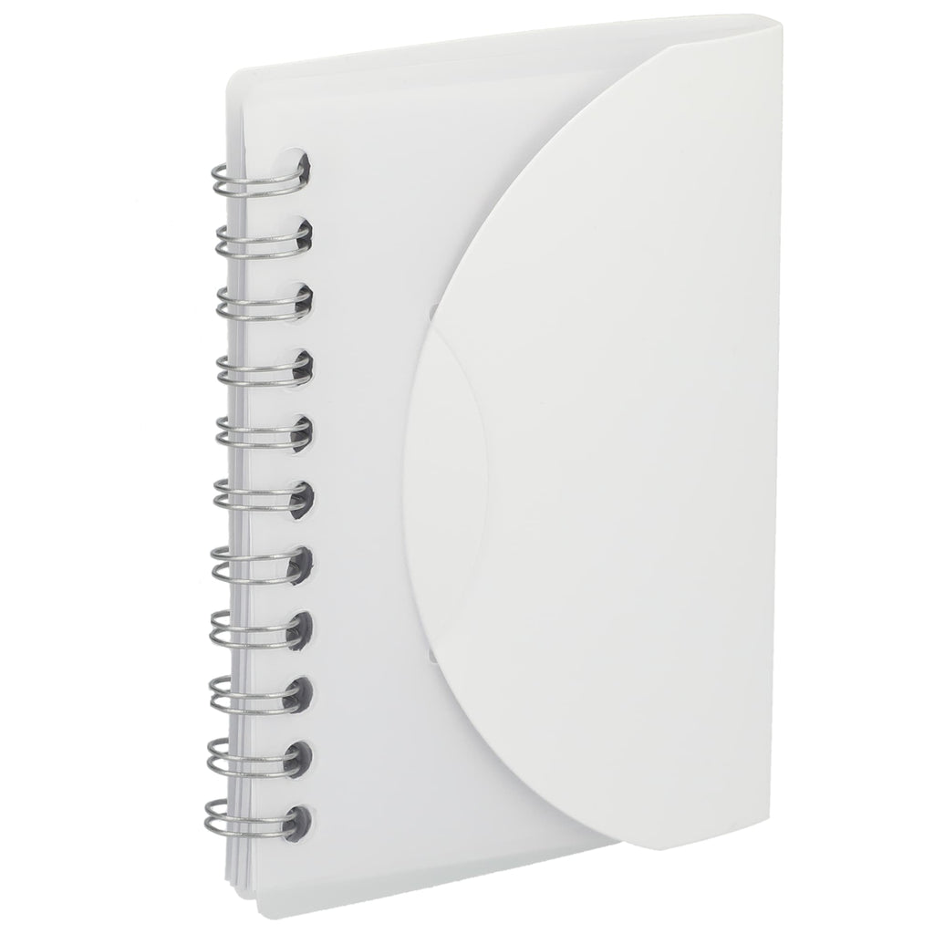 Mini Spiral Notebook with Clear Recycled Cover, 3.4 x 4.5 Inches - White - Right Angle 2