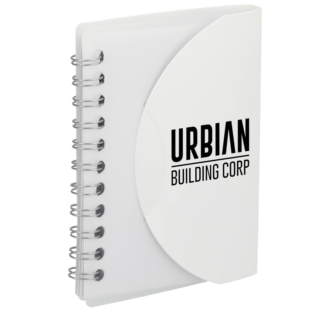 Mini Spiral Notebook with Clear Recycled Cover, 3.4 x 4.5 Inches - White - Right Angle