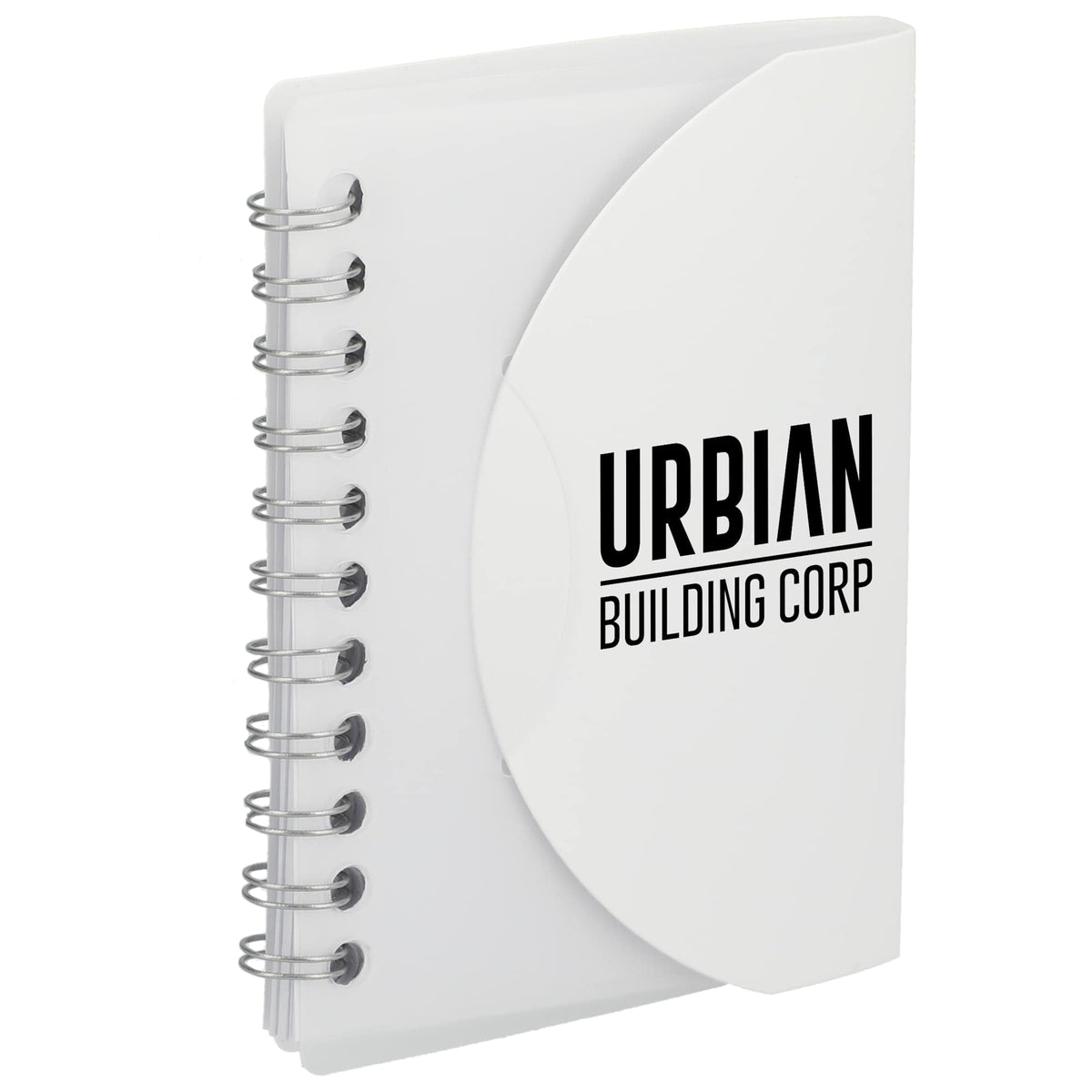 Mini Spiral Notebook with Clear Recycled Cover, 3.4 x 4.5 Inches - White - Right Angle