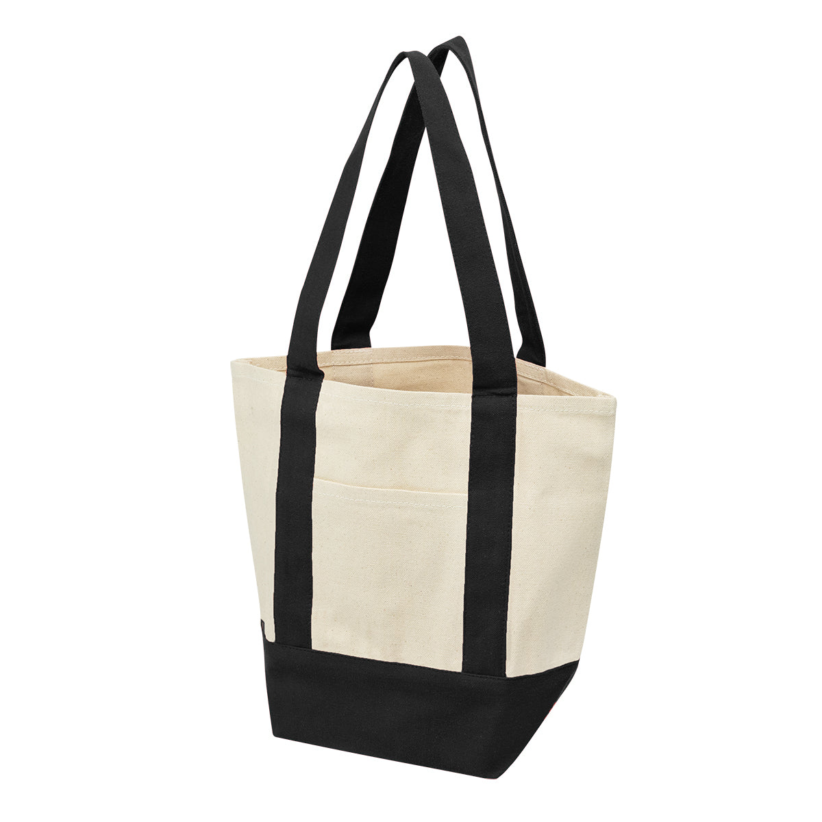 Mini Starboard Recycled Cotton Canvas Tote Bag, 10 oz - Natural with Black - Angle