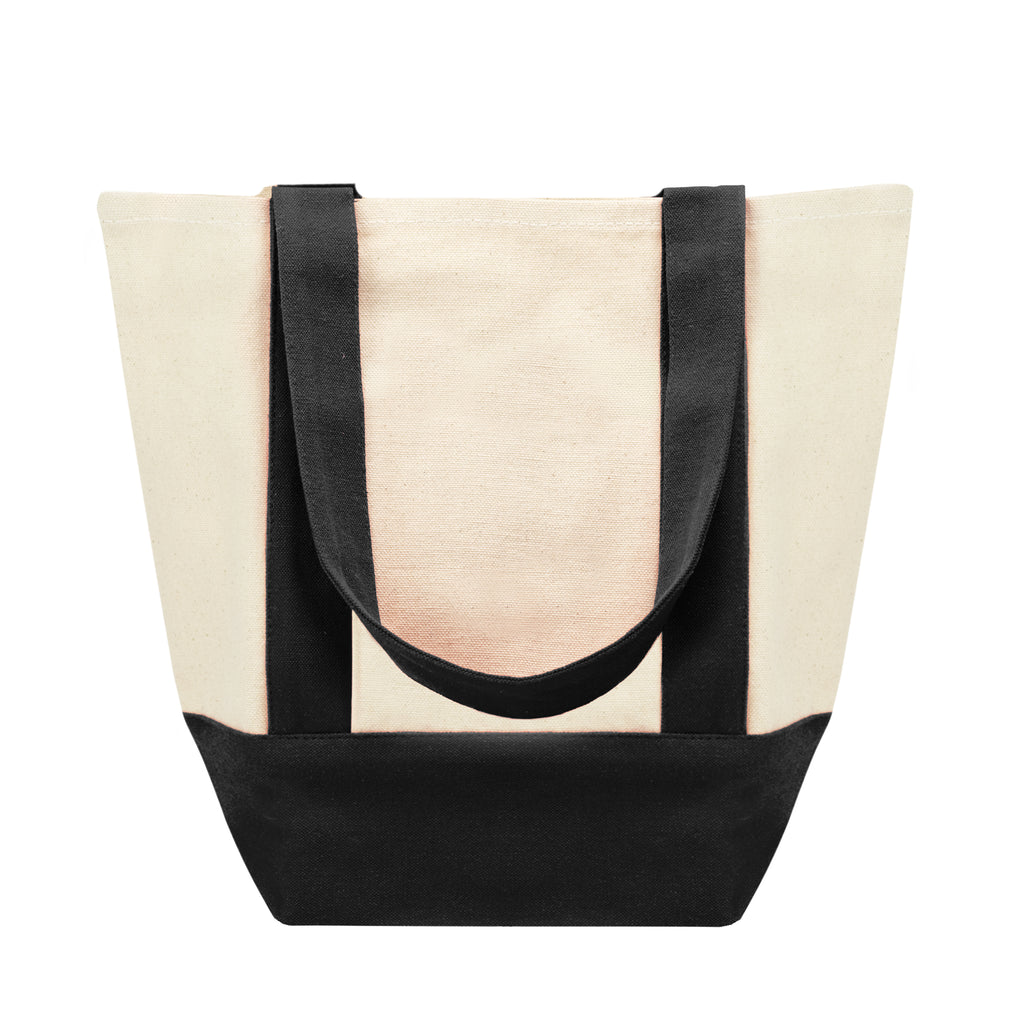 Mini Starboard Recycled Cotton Canvas Tote Bag, 10 oz - Natural with Black - Back