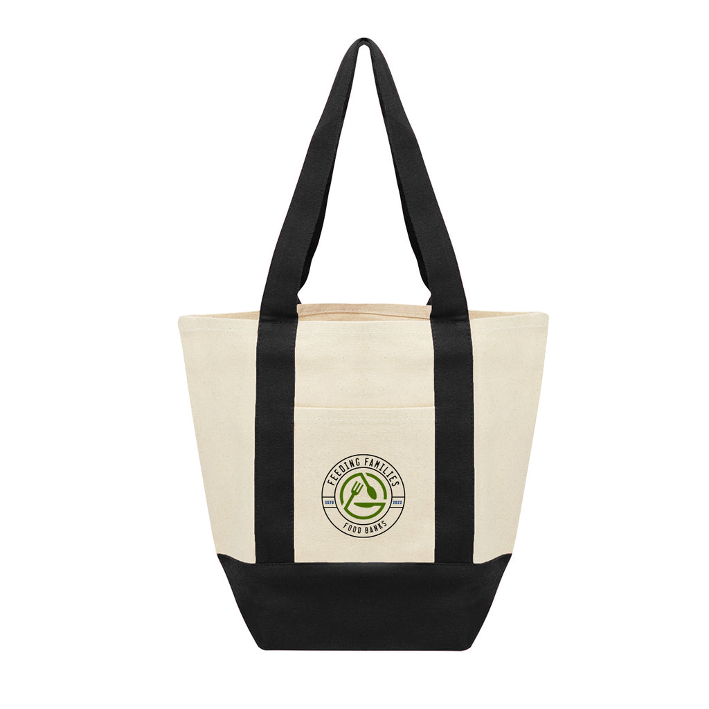 Mini Starboard Recycled Cotton Canvas Tote Bag, 10 oz - Natural with Black - Colorbrite