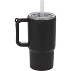 Mini Straw Tumbler Keychain, 4 oz - Black - Back