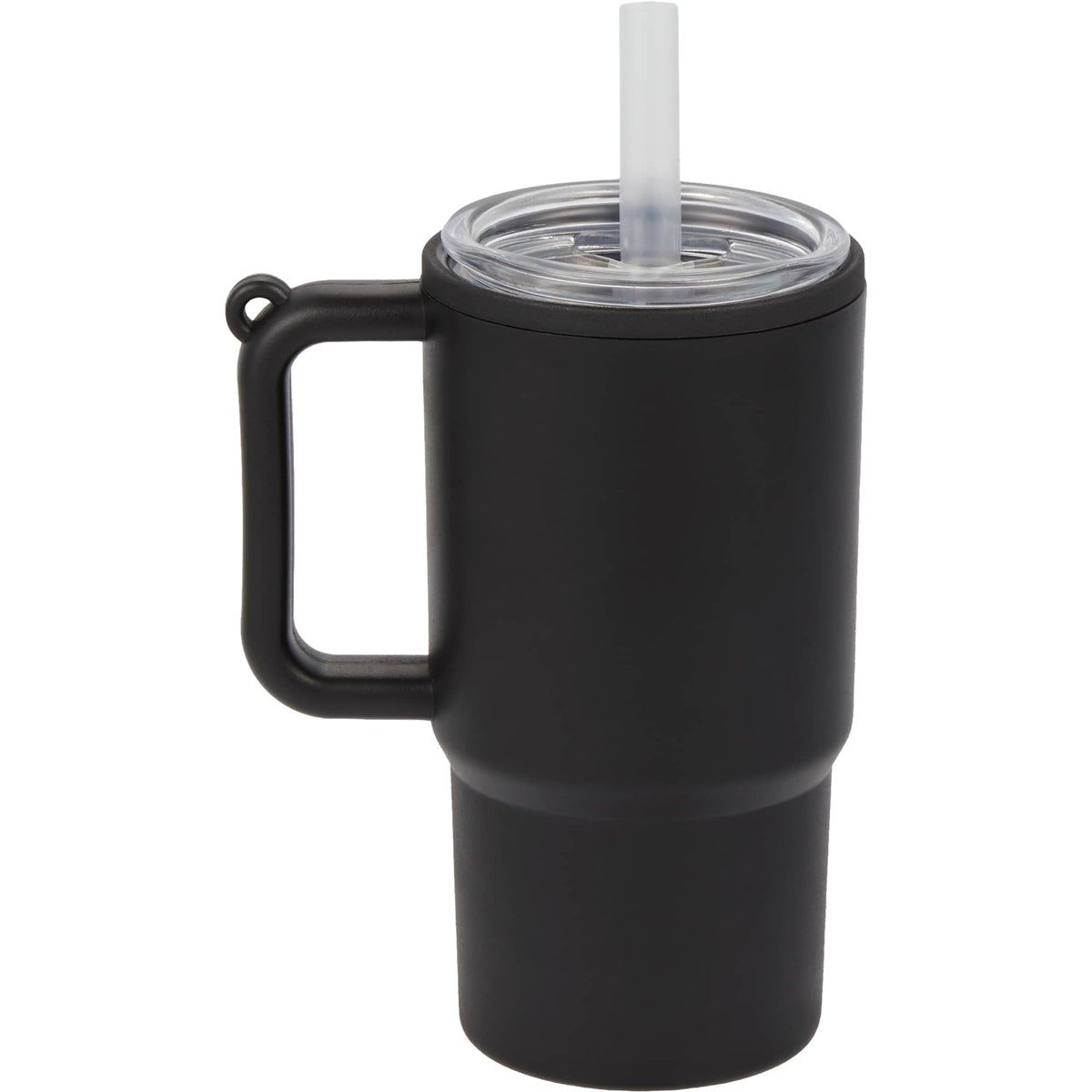 Mini Straw Tumbler Keychain, 4 oz - Black - Back